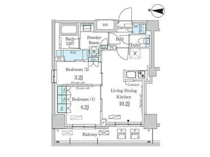 パークアクシス押上サウス(2LDK/11階)の間取り写真