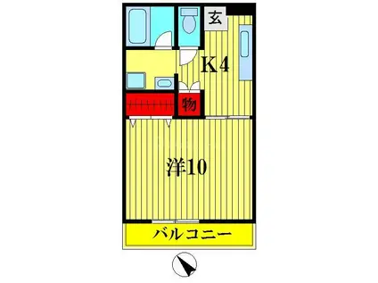 コーポ・ナディア(1K/1階)の間取り写真