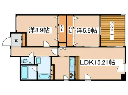 スバルレジデンス平和台(2LDK/2階)の間取り写真