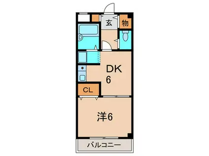 エスポワール(1DK/2階)の間取り写真