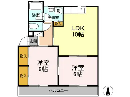 カレントK01(2LDK/1階)の間取り写真
