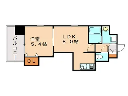 ジェイド博多(1LDK/3階)の間取り写真