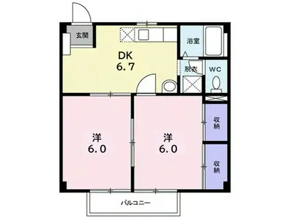 NEW・CITY TAKANO(2DK/2階)の間取り写真