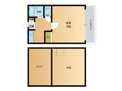 ラルジュ・ボン(1K/2階)の間取り写真