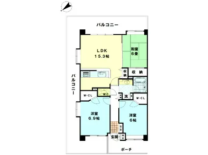 コスモ和光ガーデンフォルム(3LDK/1階)の間取り写真
