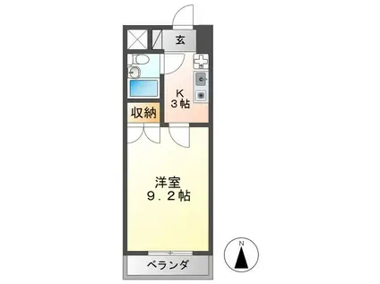 アーバンホームII(1K/2階)の間取り写真