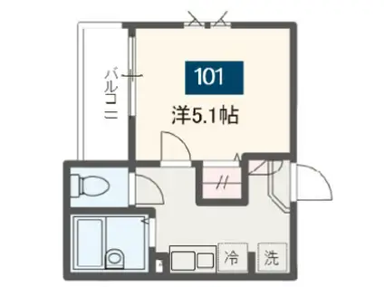 メルディア相武台前(1K/1階)の間取り写真