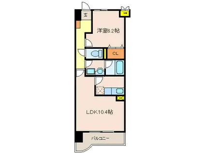 ネオ筥松(1LDK/3階)の間取り写真