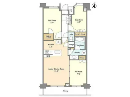 ブレス中野弥生町(3LDK/4階)の間取り写真