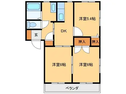 ボナール千吉良C(3DK/2階)の間取り写真