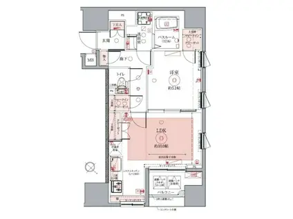 ドムス・スタイル銀座東(1LDK/6階)の間取り写真