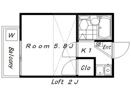 アヴァンセ阿佐谷(1SK/2階)の間取り写真