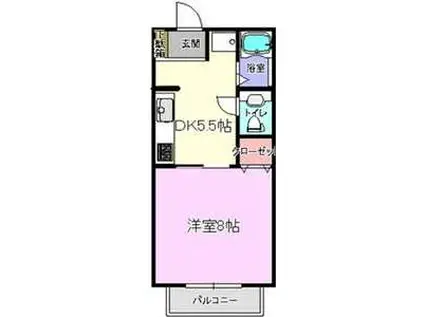 ハウスナカザワ F棟(1DK/1階)の間取り写真