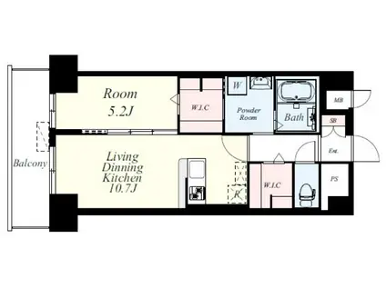 博多グランドレジデンス(1LDK/11階)の間取り写真