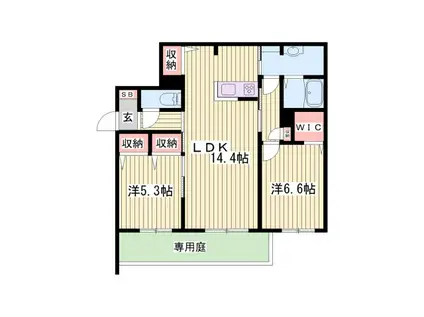 シャーメゾン クレア南今宿(2LDK/2階)の間取り写真