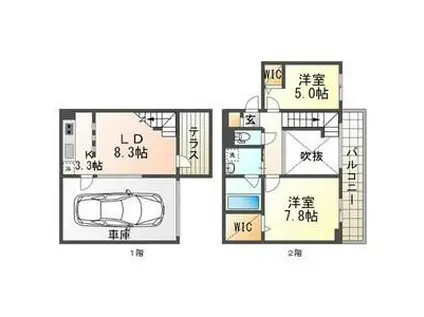 ピオネロ山鼻(2LDK/2階)の間取り写真