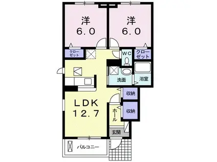 サンビレッジIII(2LDK/1階)の間取り写真