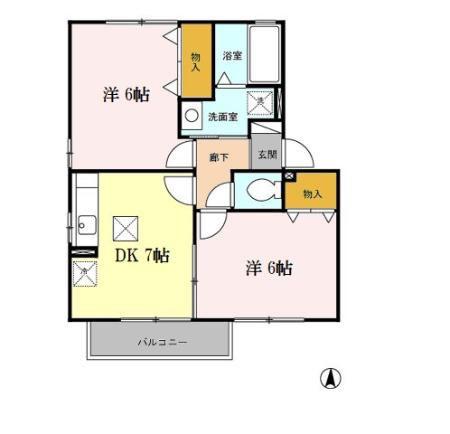 メゾン・ボナール A・B(2DK/1階)の間取り写真