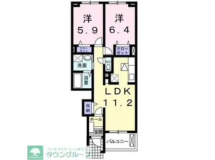 ベル フルール(2LDK/1階)の間取り写真