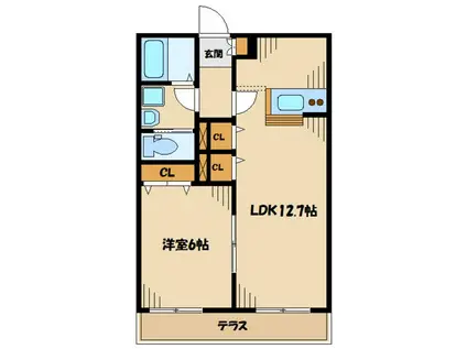 パークヒルズ新百合ヶ丘(1LDK/1階)の間取り写真