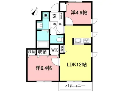 ディアコート・I(2LDK/1階)の間取り写真