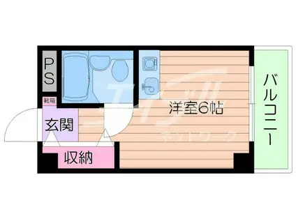 KIROKUハイツ(ワンルーム/2階)の間取り写真