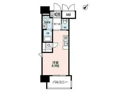 アルファシオミラーニ(1K/3階)の間取り写真