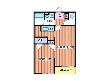 レオネクストツゥ(1LDK/2階)の間取り写真