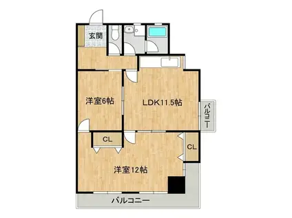 サンフォーレつくば学園(2LDK/3階)の間取り写真