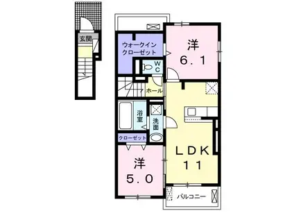 ロリンズ ガーデン III(2LDK/2階)の間取り写真