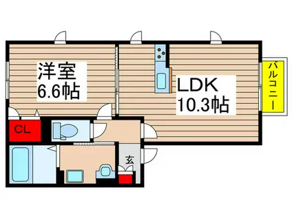 ウィズハイムF(1LDK/1階)の間取り写真