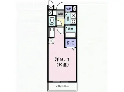 ドリーム(ワンルーム/2階)の間取り写真