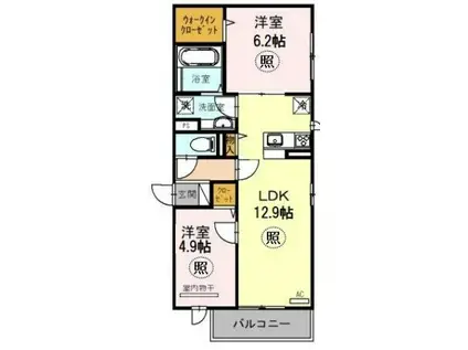 ブリランテ三川口町(2LDK/1階)の間取り写真