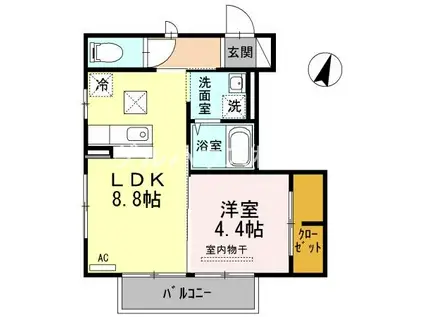 レグレット(1LDK/1階)の間取り写真