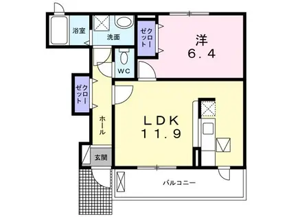 VELERO A(1LDK/1階)の間取り写真