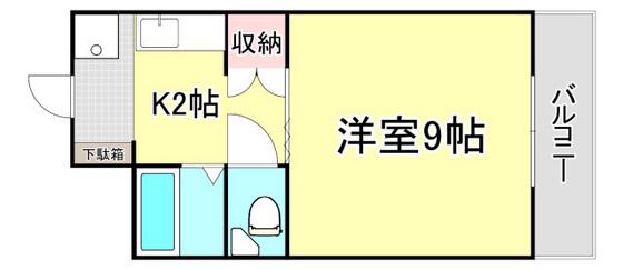サニーハイツ今(1K/3階)の間取り写真