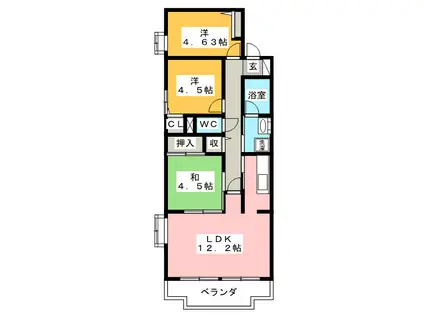 オーチャード ヴィレッジ(3LDK/3階)の間取り写真