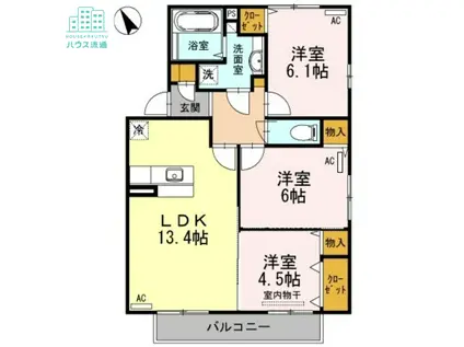 フォルビート B棟(3LDK/2階)の間取り写真