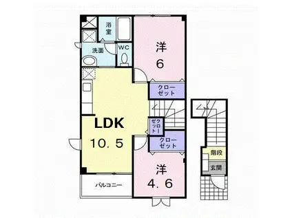 ラフレシール ヴィラA 舞木 2LDK(2LDK/2階)の間取り写真