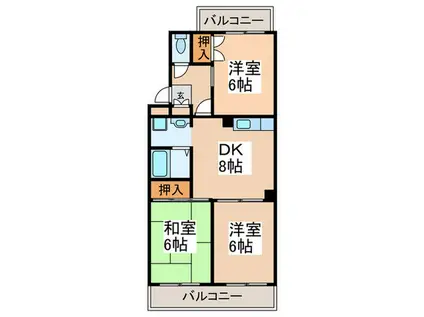 ローゼ鷺沼(3DK/3階)の間取り写真