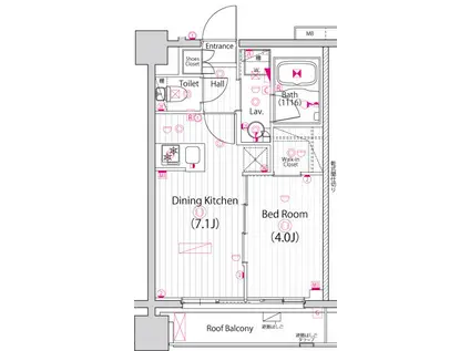 ガーラ・パークサイド亀戸(1DK/6階)の間取り写真
