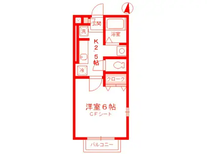 ヴェルデ七里ヶ浜II(1K/1階)の間取り写真