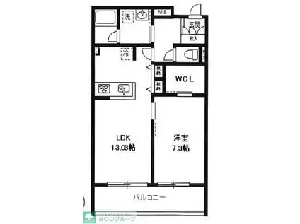 LIEVE FLORA K(1LDK/2階)の間取り写真