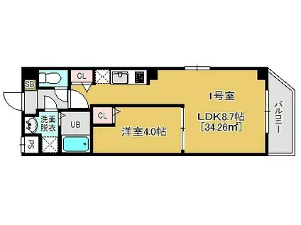 ラ・フェリシテ(1LDK/3階)の間取り写真