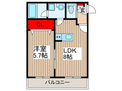 AMBITION風渡野(1LDK/3階)の間取り写真