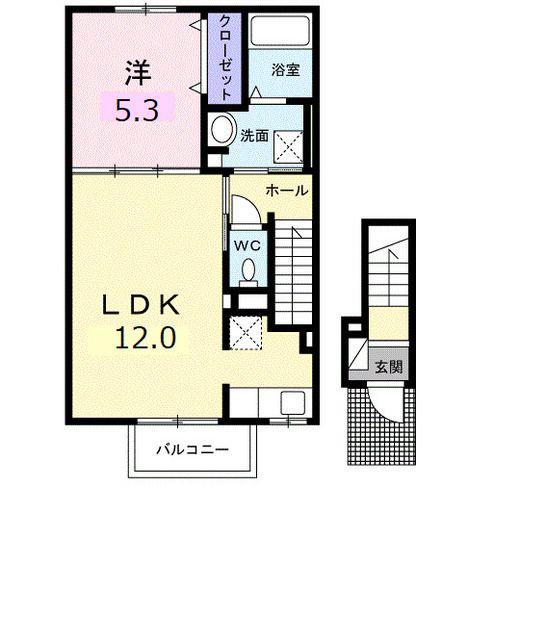 シャルマン 宇和島(1LDK/2階)の間取り写真