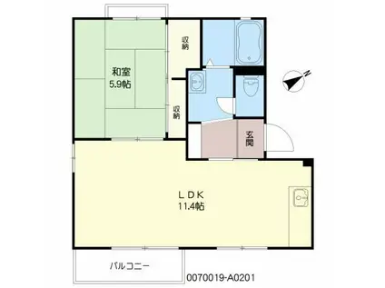 アネックス清風 A棟(1LDK/2階)の間取り写真