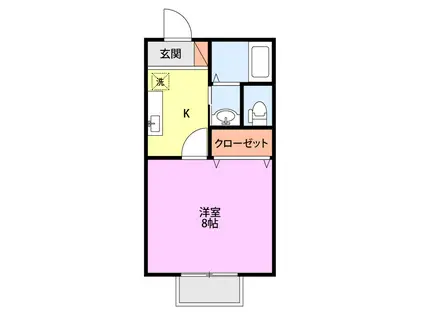 シティウイング(1K/1階)の間取り写真