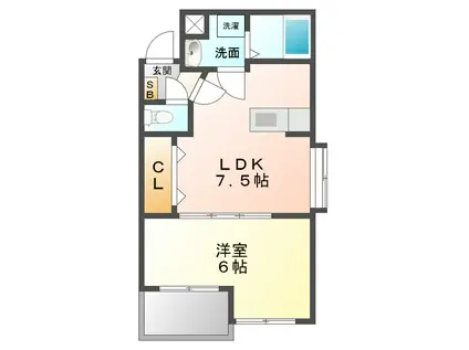 エスペランサ(1DK/2階)の間取り写真