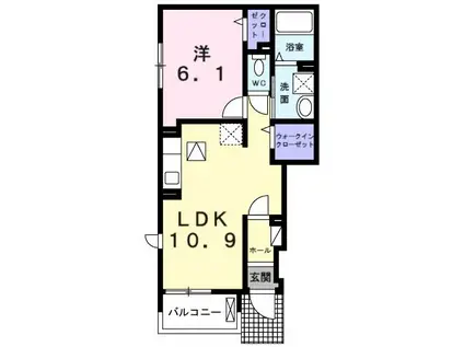 プラシード武庫町(1LDK/1階)の間取り写真